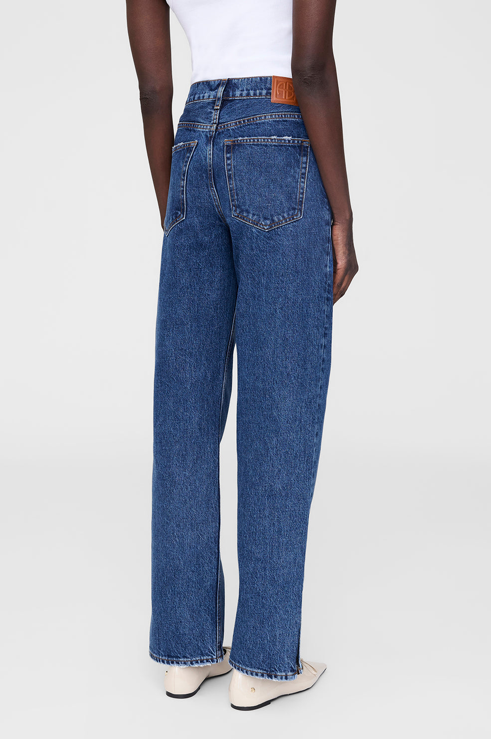 ANINE BING Roy Jean 31" - Clean Indigo Denim - On Model Back Second Image