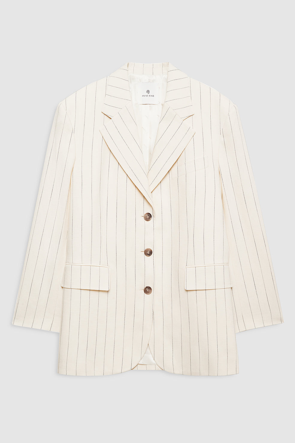 featured-img|ANINE BING Sara Blazer - Cream And Black Stripe - Front View