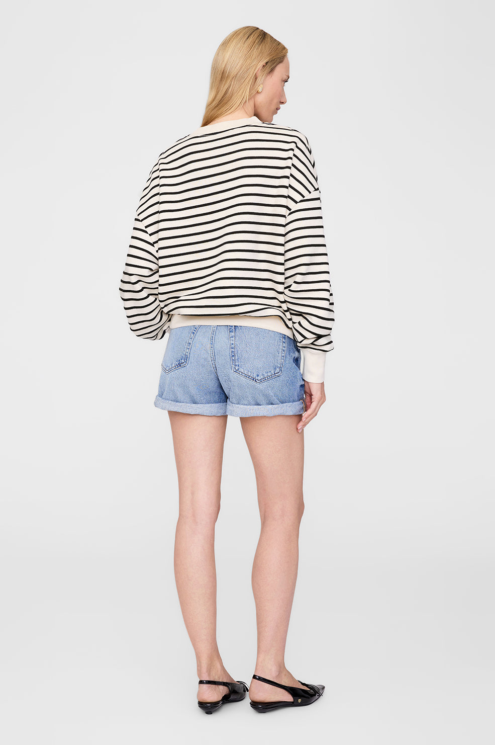 ANINE BING Dean Sweatshirt - Black Stripe French Terry - On Model Back 