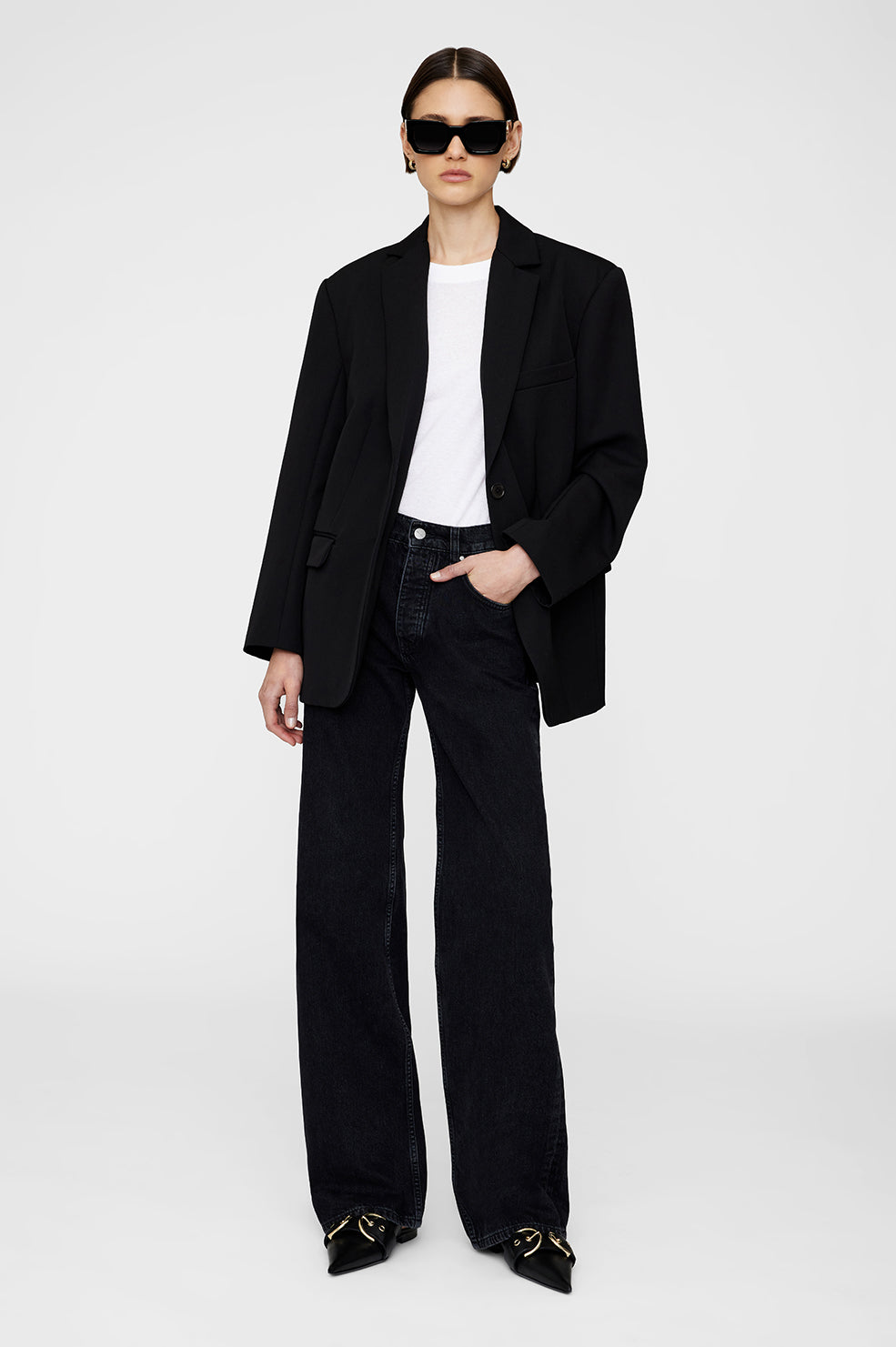 ANINE BING Hugh Jean - Vintage Black - On Model Front