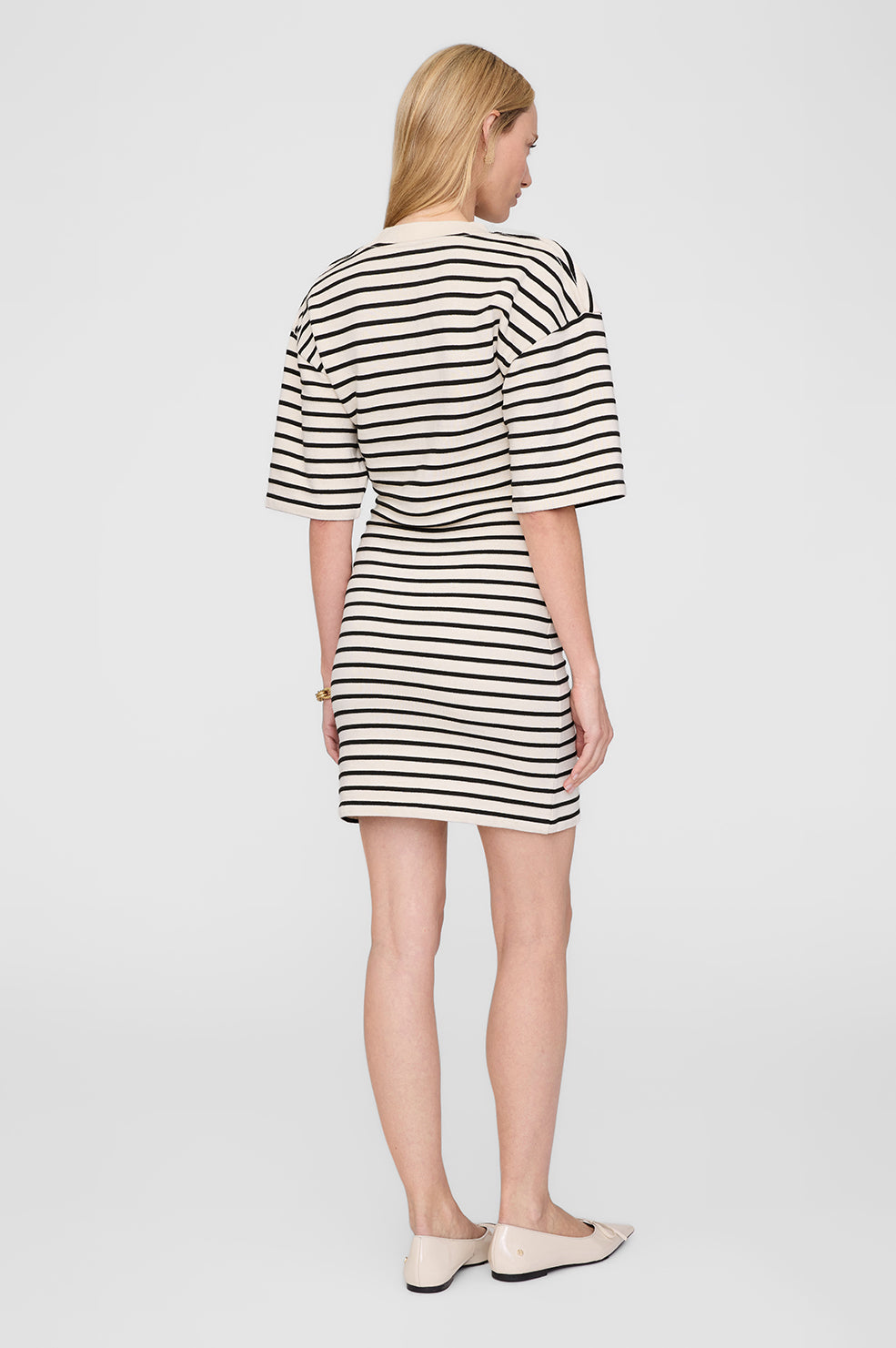 Mona Dress - Black Stripe French Terry