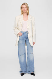 ANINE BING Sara Blazer - Cream And Black Stripe - On Model Front 