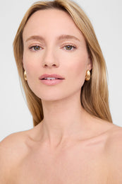 ANINE BING Small Ribbed Drop Earrings - Gold - On Model View 