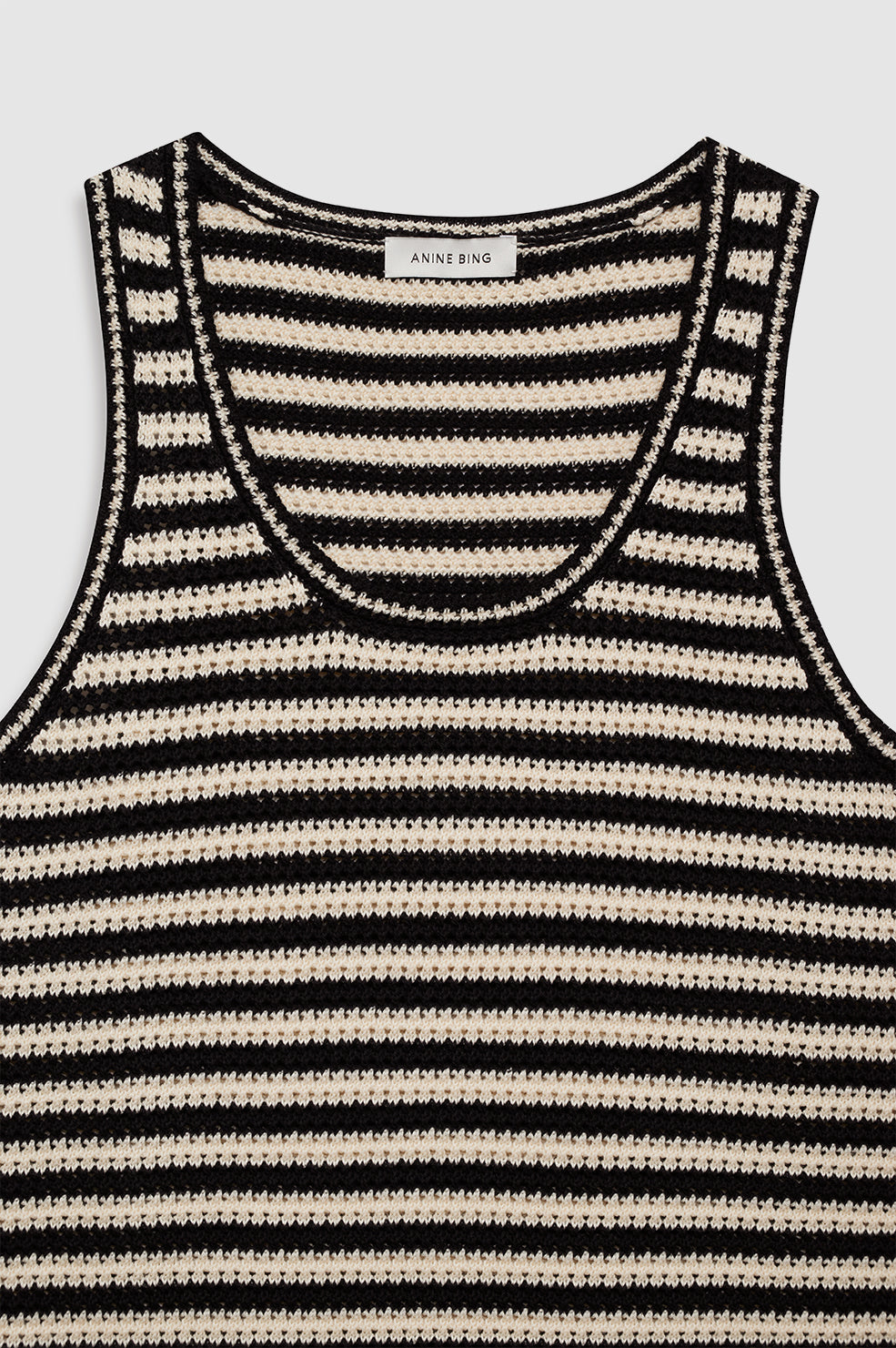 ANINE BING Arie Dress - Black And Ivory Stripe - Detail View 