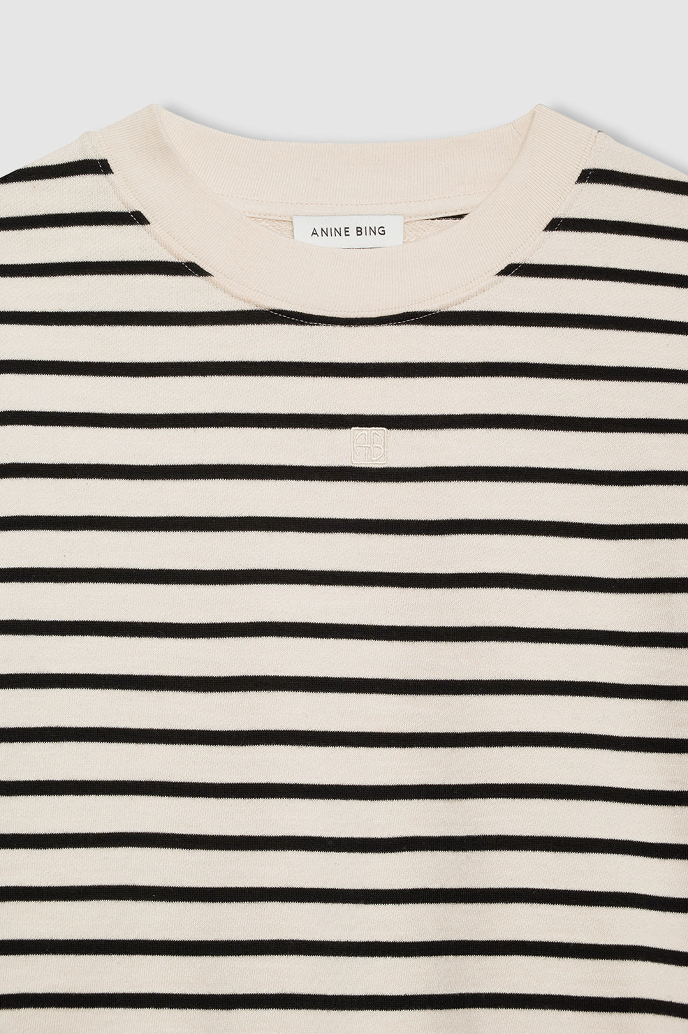 ANINE BING Dean Sweatshirt - Black Stripe French Terry - Detail View 