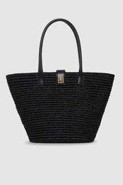 ANINE BING Lou Tote Monogram - Black - Front View 