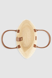 ANINE BING Lou Tote Monogram - Natural With Cognac - Inside View 