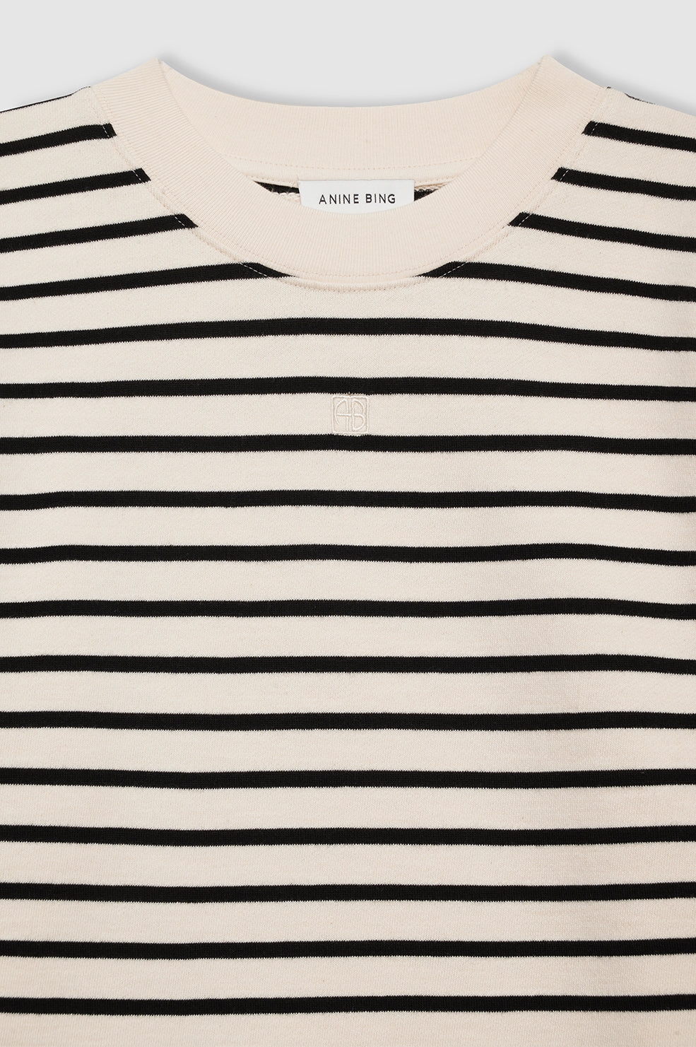 ANINE BING Mona Dress - Black Stripe French Terry - Detail View 