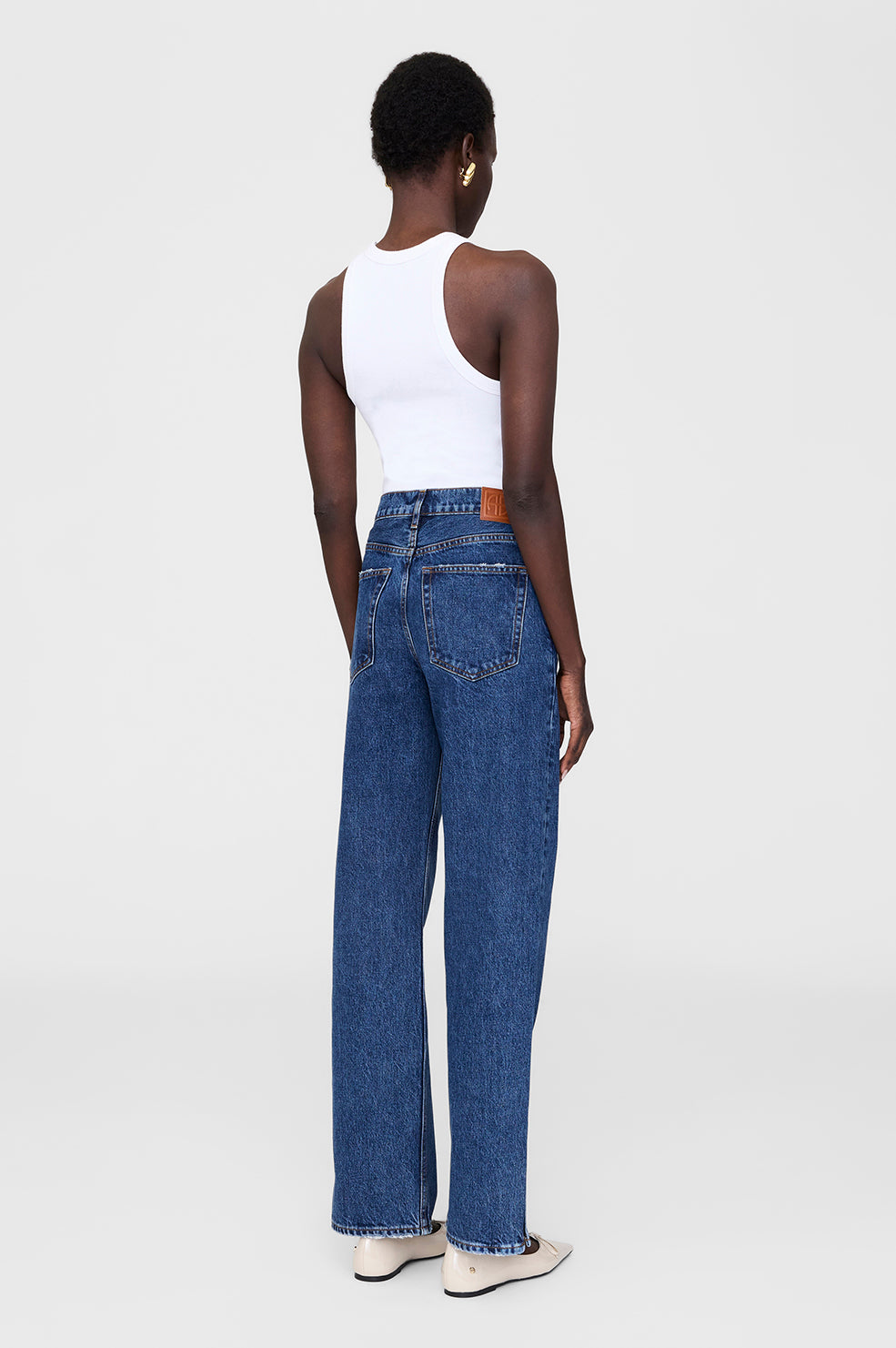 ANINE BING Roy Jean 31" - Clean Indigo Denim - On Model Back 